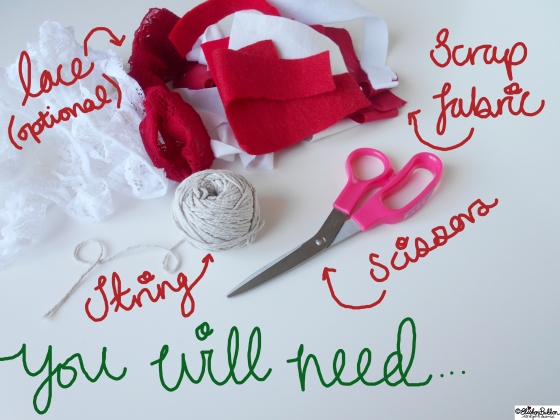 Tutorial Tuesday – Fabric Scrap Christmas Garland at www.elistonbutton.com - Eliston Button - That Crafty Kid