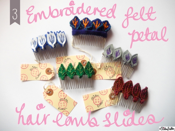 Create 28 – No.3 – Embroidered Felt Petal Hair Comb Slides at www.elistonbutton.com - Eliston Button - That Crafty Kid