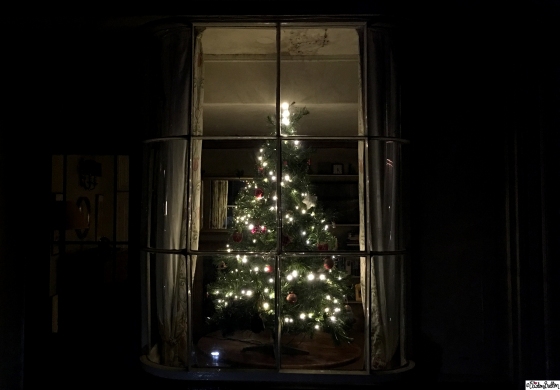 Traditional Christmas Tree with Fairy Lights in a Beautiful Old Fashioned Bay Window - A Festive Adventure at www.elistonbutton.com - Eliston Button - That Crafty Kid