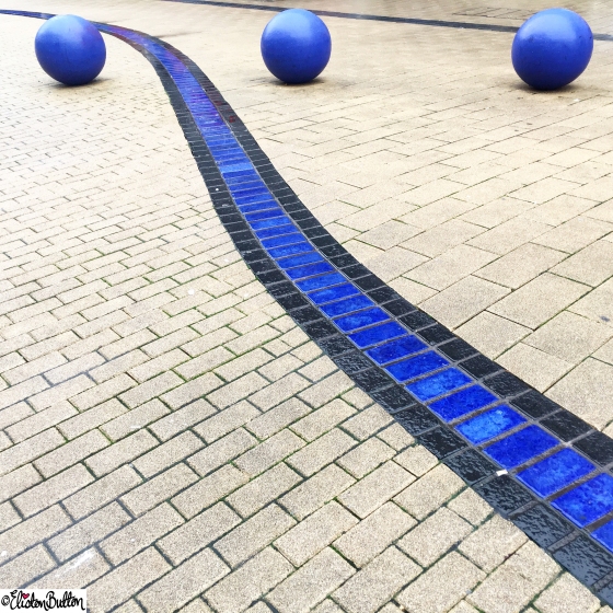 Day 04 - Circle - Blue Concrete Balls in the Street at Bristol with Blue Tile Detail - Photo-a-Day - January 2016 at www.elistonbutton.com - Eliston Button - That Crafty Kid – Art, Design, Craft and Adventure.