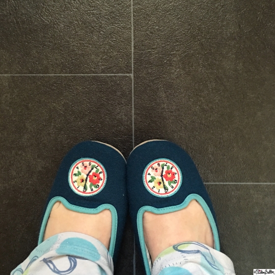 Day 09 - Shoes - Cath Kidston Clock Slippers - Photo-a-Day - January 2016 at www.elistonbutton.com - Eliston Button - That Crafty Kid – Art, Design, Craft and Adventure.
