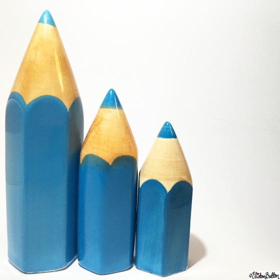 Day 13 - Three of a Kind - Three Ceramic Giant Blue Pencils - Photo-a-Day - January 2016 at www.elistonbutton.com - Eliston Button - That Crafty Kid – Art, Design, Craft and Adventure.