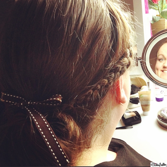 Day 17 - Faceless- My Hair Side Braided into a Messy Low Bun and a Bow - Photo-a-Day - January 2016 at www.elistonbutton.com - Eliston Button - That Crafty Kid – Art, Design, Craft and Adventure.