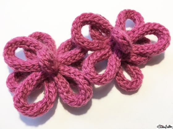 Two Handmade Rasperry Pink French Knitted Flower Hair Grips - Custom Orders and Creative Imagination at www.elistonbutton.com - Eliston Button - That Crafty Kid – Art, Design, Craft & Adventure. 